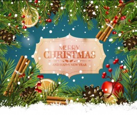 Christmas frame with vintage labels vectors material