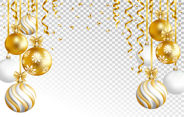 Christmas golden baubles vector illustration free download