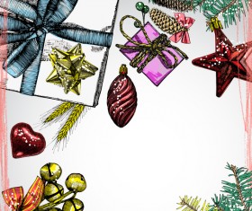 Christmas retro template hand drawn vector 02