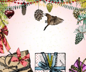 Christmas retro template hand drawn vector 04