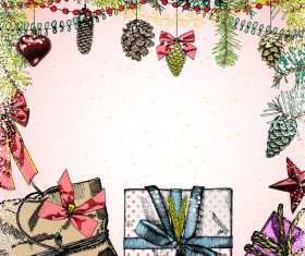 Christmas retro template hand drawn vector 05
