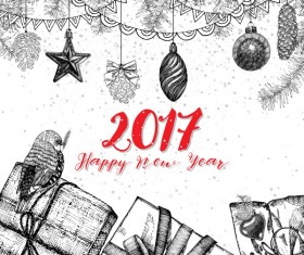 Christmas retro template hand drawn vector 08