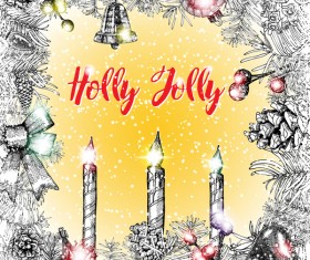 Christmas retro template hand drawn vector 09