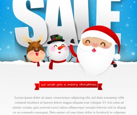 Christmas sale poster text with snowman vector 01