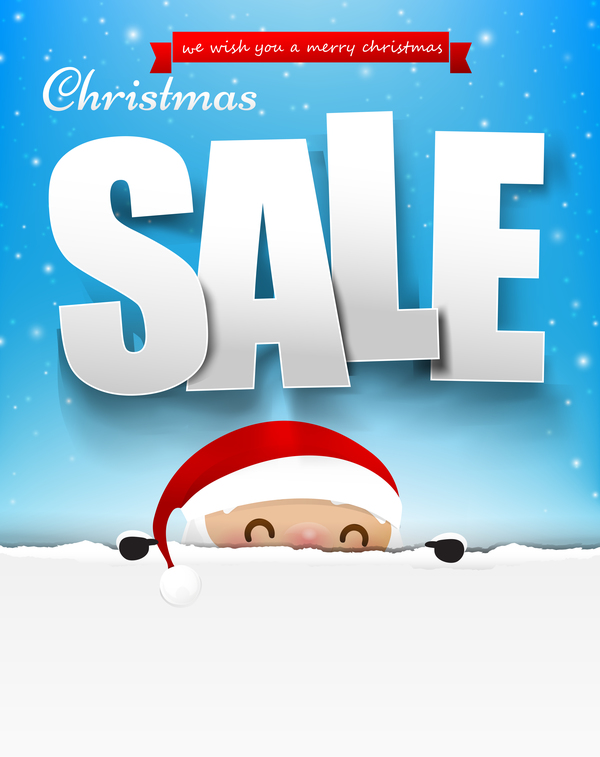 Christmas sale poster text with snowman vector 02