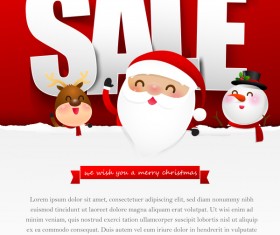 Christmas sale poster text with snowman vector 04