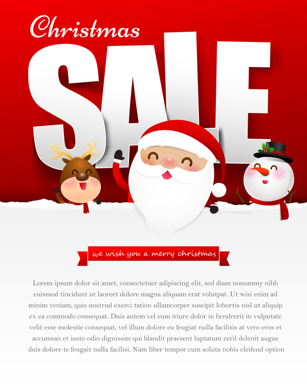 Christmas sale poster text with snowman vector 04