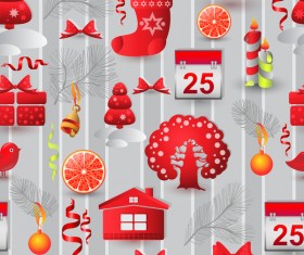 Christmas sample elements vector seamless pattern 01