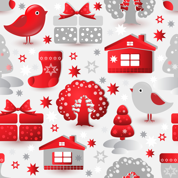 Christmas sample elements vector seamless pattern 02