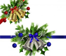 Christmass corner decorative with bell vector 01