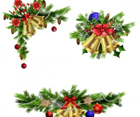 Christmass corner decorative with bell vector 02