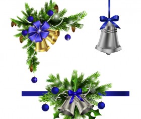 Christmass corner decorative with bell vector 03