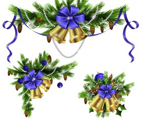 Christmass corner decorative with bell vector 04