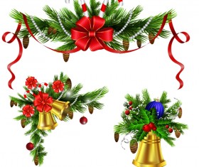 Christmass corner decorative with bell vector 05