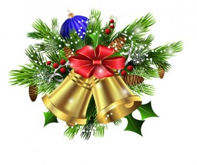 Christmass decorative baubles with bell vector 02