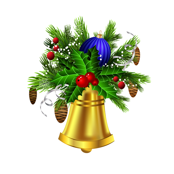 Christmass decorative baubles with bell vector 03