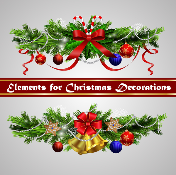 Christmass decorative elements design vector 01