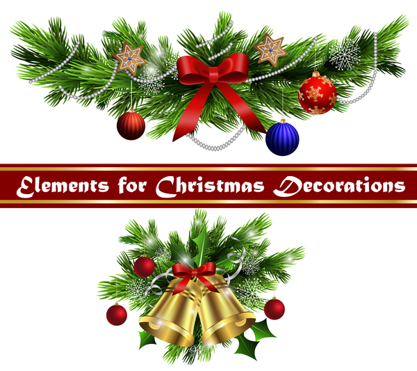 Christmass decorative elements design vector 02