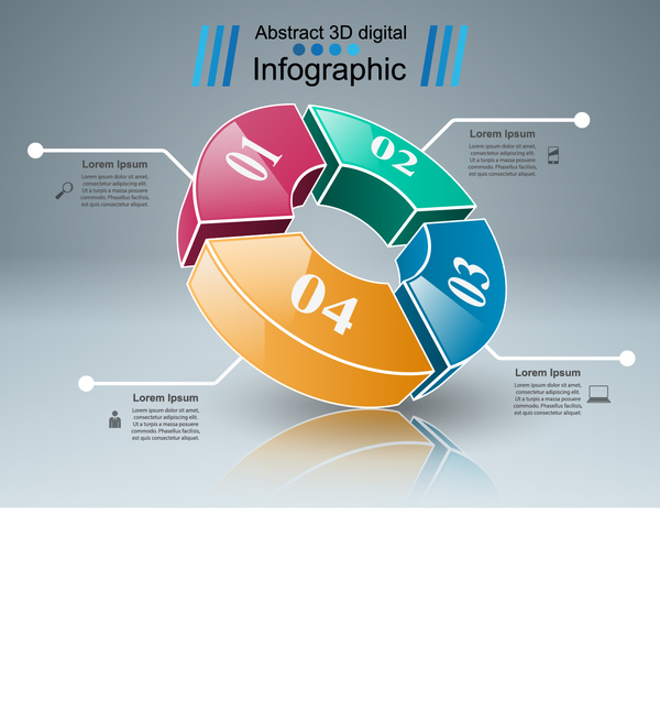 Circle 3d infographic colored vector
