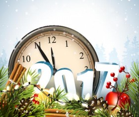 Clock with christmas card vector design