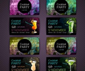 Cocktail party cards vector set 04