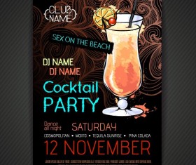 Cocktail party poster and flyer template vector 01