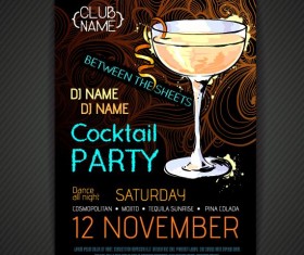 Cocktail party poster and flyer template vector 02