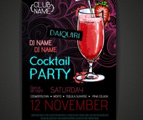 Cocktail party poster and flyer template vector 03