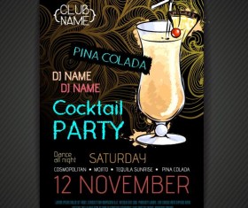 Cocktail party poster and flyer template vector 04