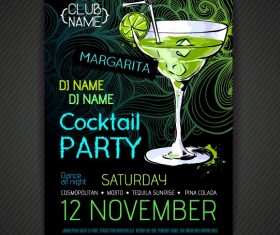 Cocktail party poster and flyer template vector 05