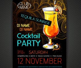 Cocktail party poster and flyer template vector 06