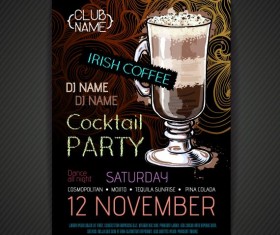 Cocktail party poster and flyer template vector 07