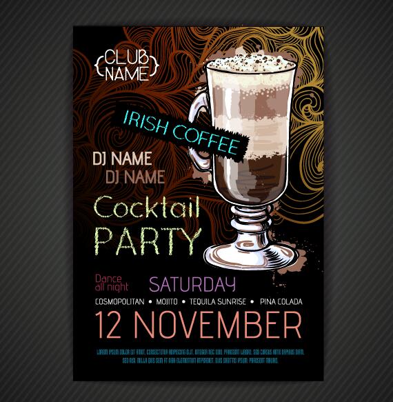 Cocktail party poster and flyer template vector 07