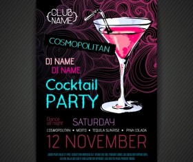 Cocktail party poster and flyer template vector 08
