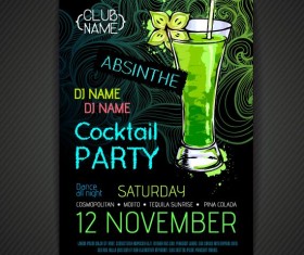 Cocktail party poster and flyer template vector 09