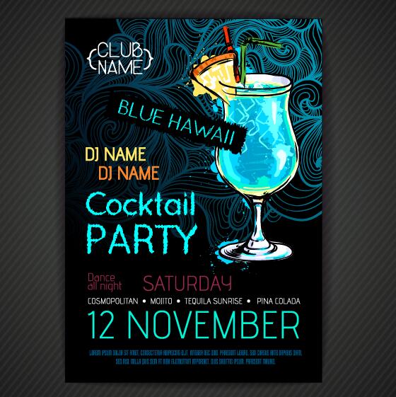 Cocktail party poster and flyer template vector 10