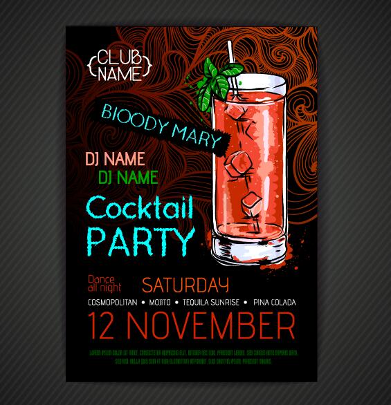Cocktail party poster and flyer template vector 11