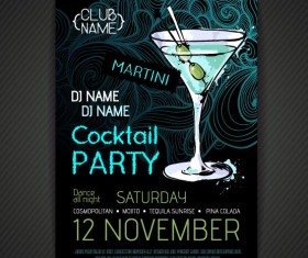 Cocktail party poster and flyer template vector 13