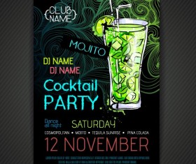 Cocktail party poster and flyer template vector 14