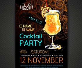 Cocktail party poster and flyer template vector 15
