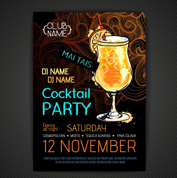 Cocktail party poster and flyer template vector 15
