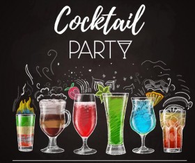 Cocktail poster template dark styles vector 01