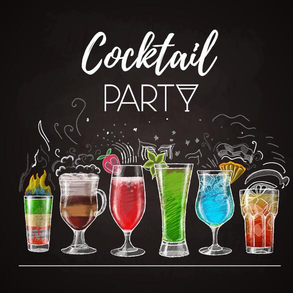 Cocktail poster template dark styles vector 01