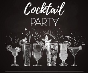 Cocktail poster template dark styles vector 02