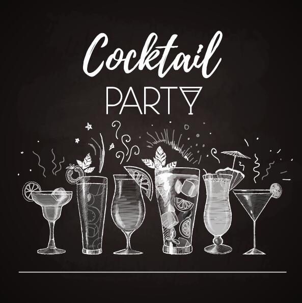 Cocktail poster template dark styles vector 02