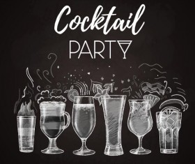 Cocktail poster template dark styles vector 03