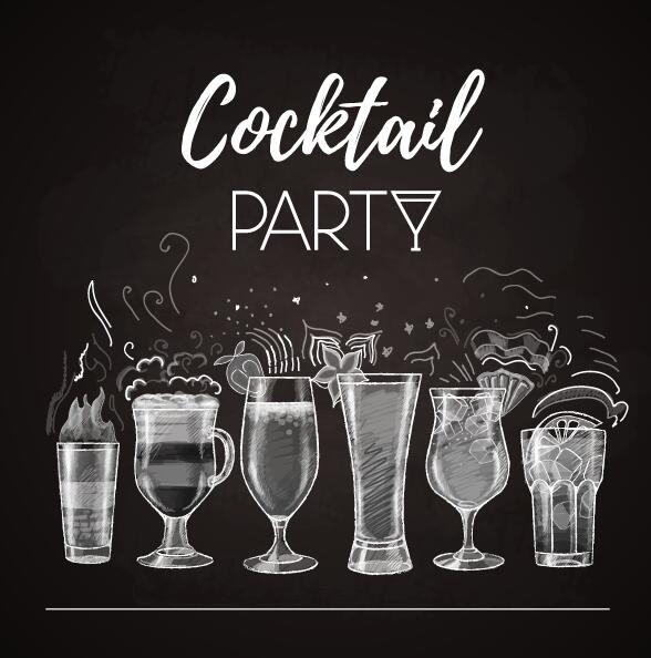 Cocktail poster template dark styles vector 03