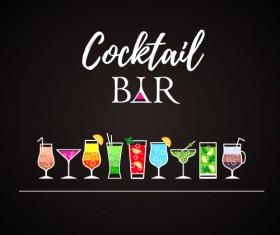 Cocktail poster template dark styles vector 04