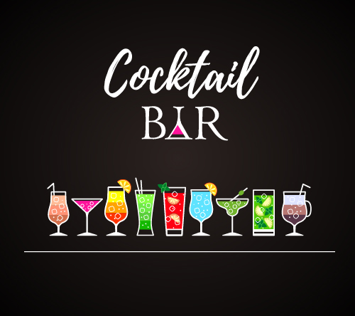 Cocktail poster template dark styles vector 04