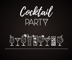 Cocktail poster template dark styles vector 05